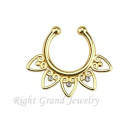 Tribal Designs Gold Plated Non Piercing Septum Ring